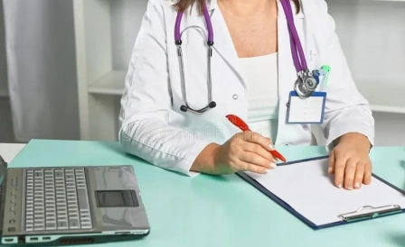 доктор женщина записывает показания в документе